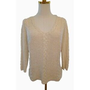 August Silk Long Sleeve Cable Knit Sweater Sparkly Women's Size Medium